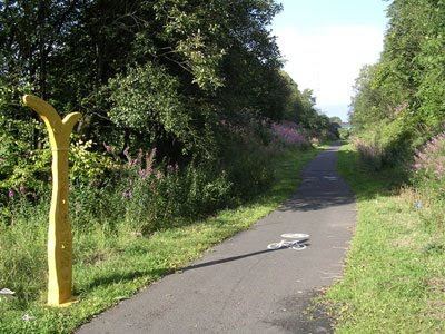  a great yellow example of public art now lost under the wheels of the jakie train