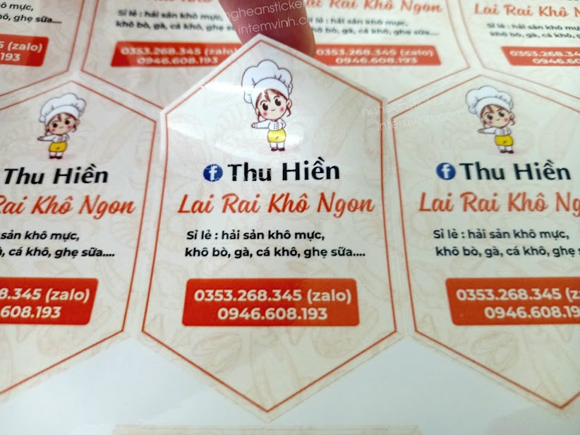 Nhãn giấy Hải Sản khô cán bóng