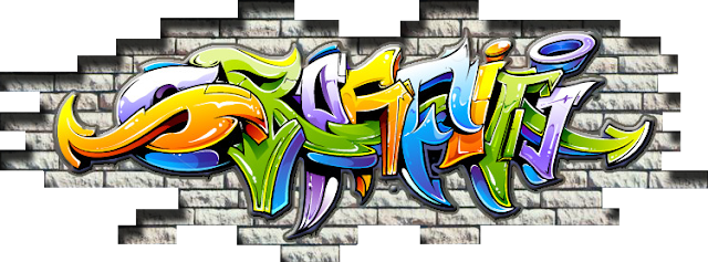 Diseño graffiti letras colores fondo muro