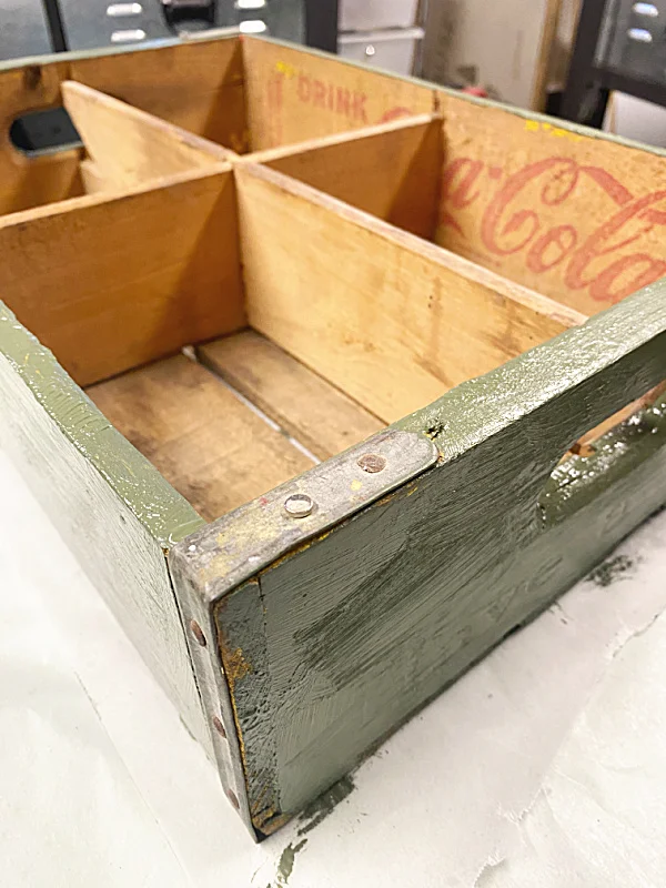 vintage crate with green paint