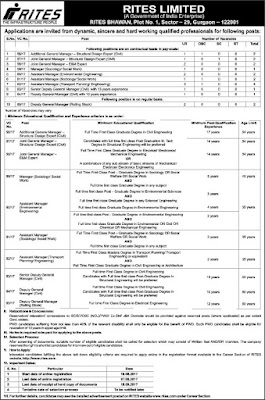 RITES (Rail India Technical and Economic Service) Recruitment 2017