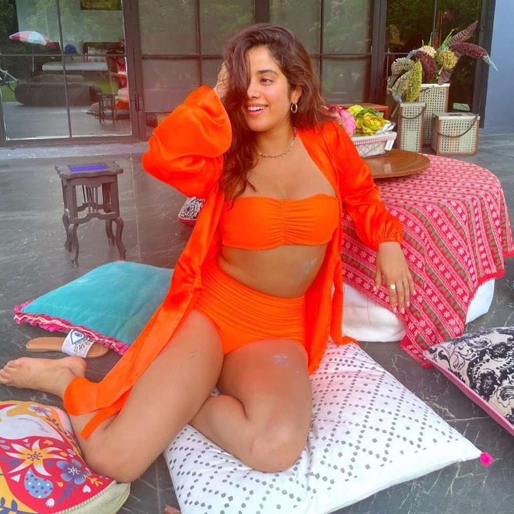 Janhvi Kapoor orange bikini hot actress