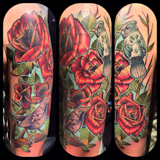 Birds and Roses Tattoo