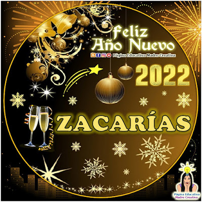 Nombre ZACARÍAS por Año Nuevo 2022 - Cartelito hombre