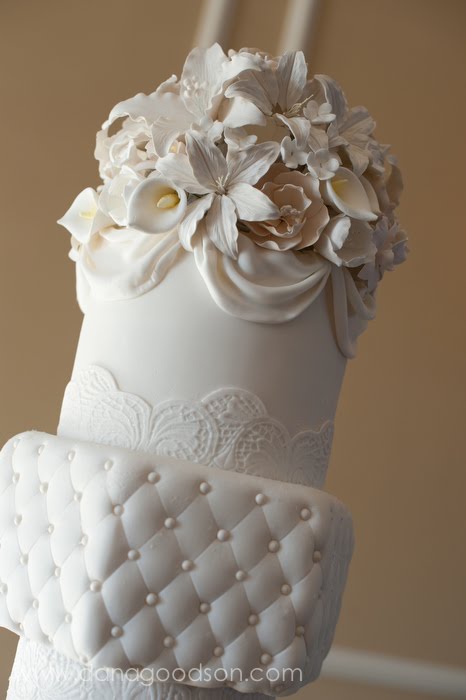 st augustine fondant white ivory lace swags quilting drapes wedding cake