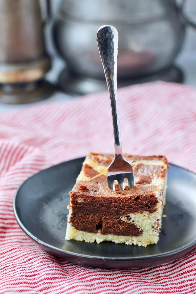 Marble cake with fork