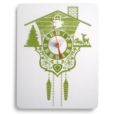 Wood Panel - Wall Hanging Clock - Cuckoo Clock - Lime