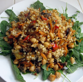 Israeli couscous with chickpeas and Mediterranean vegetables