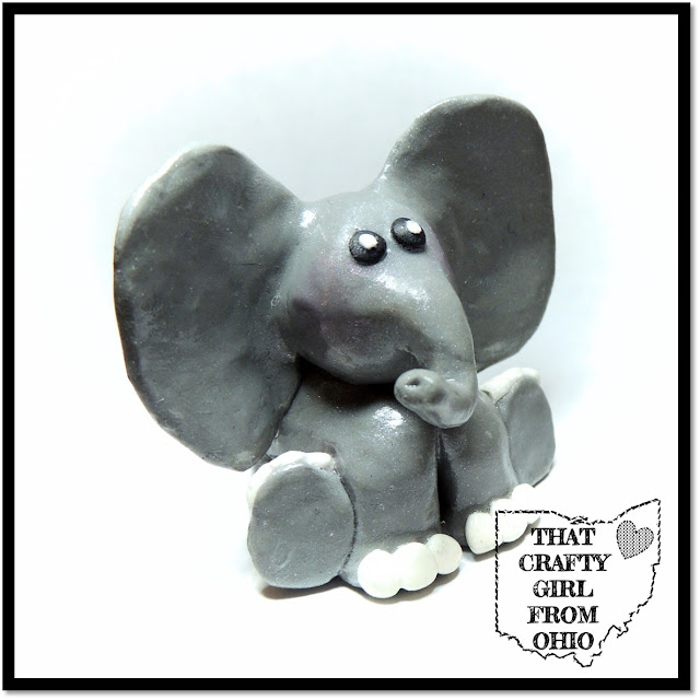 Super Cute Polymer Clay Craft Elephant Figurine With Upward Pointing Trunk