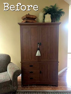 TV armoire before chalk paint.