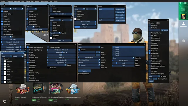 Screenshot of the user-friendly menu for the CS:GO OSIRIS MULTIHACK cheat, featuring various customization options and features such as Aimbot, Triggerbot, and Chams