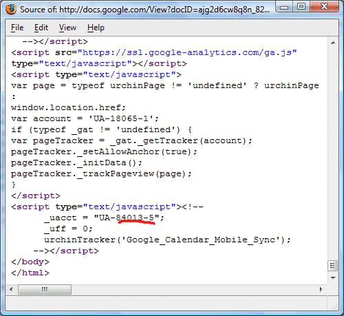 shows the source code of a
