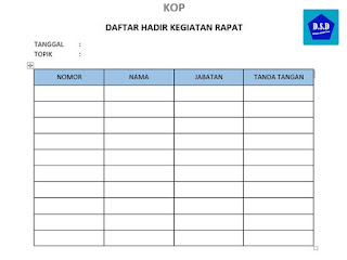 contoh daftar hadir kegiatan rapat (untuk sekolah dan umum)