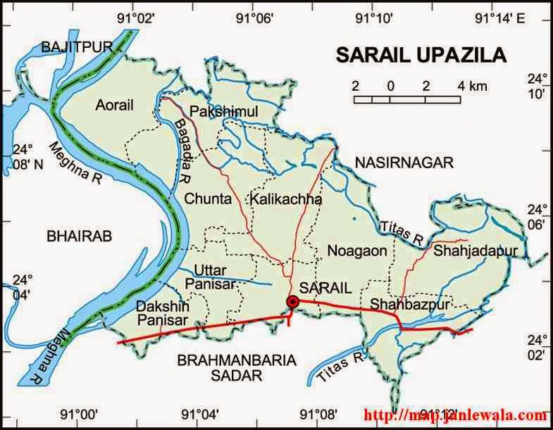 sarail upazila map of bangladesh