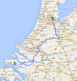 Map to Amsterdam