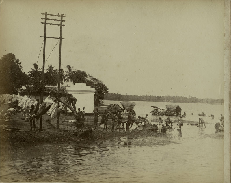 Washing Cloths in a River - Ceylon (Sri Lanka) - 1890's