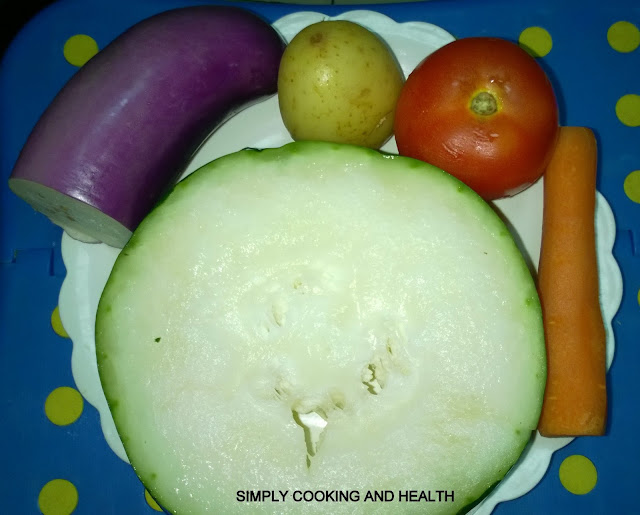 Egg plant,,potato,tomato,carrot and winter  melon