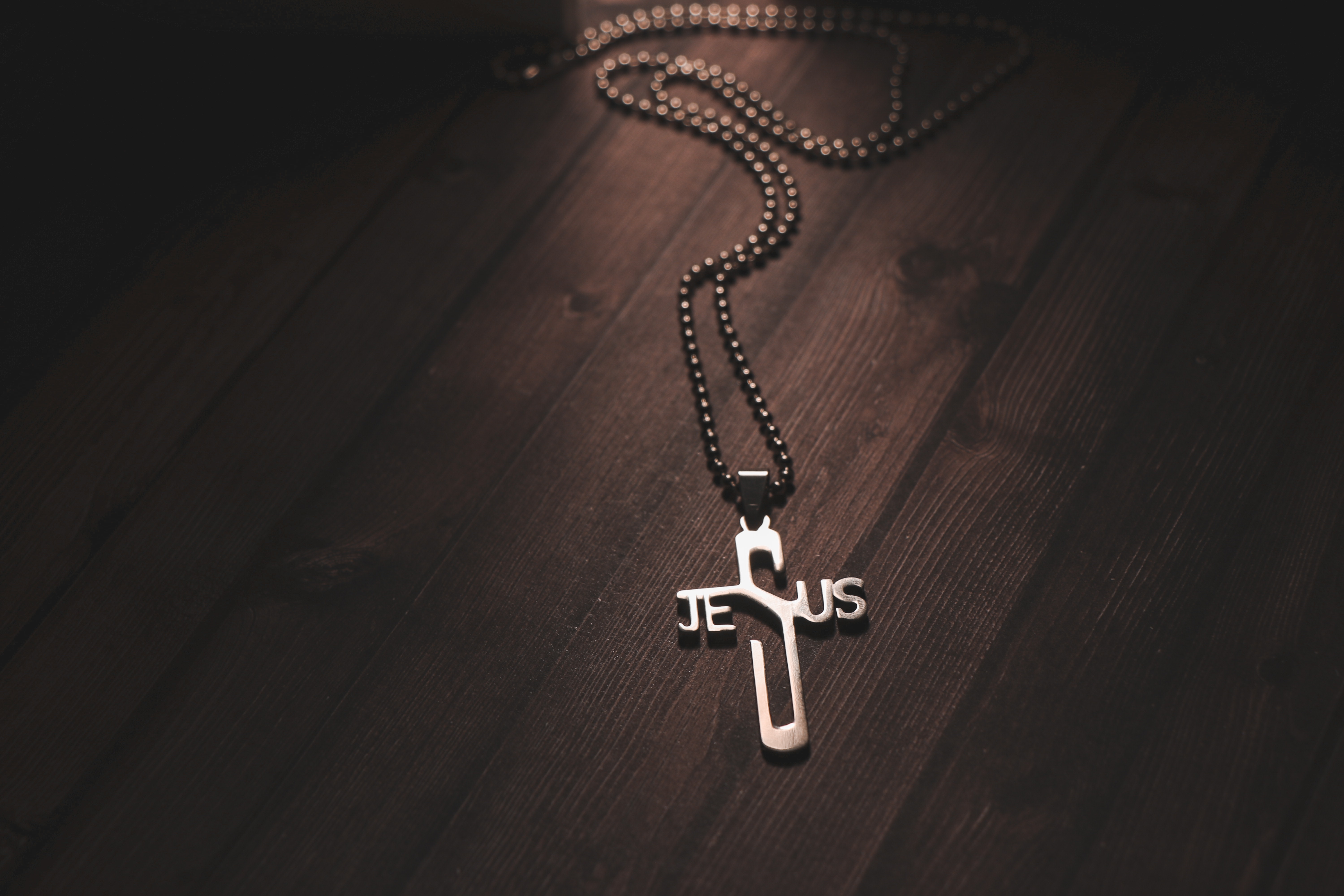 Христианские обои на рабочий стол, трест, цепочка с крестом, цепочка с именем Иисус.