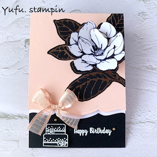 スタンピンアップ,stampinup,デモンストレーター,yufu.stampin,yufu,カードメイキング,Cardmaking,マグノリアレーン,magnolialane,バースデーカード,グッドモーニングマグノリア,goodmorningmagnolia