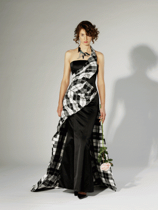 Black and White Plaid Wedding Dress 02