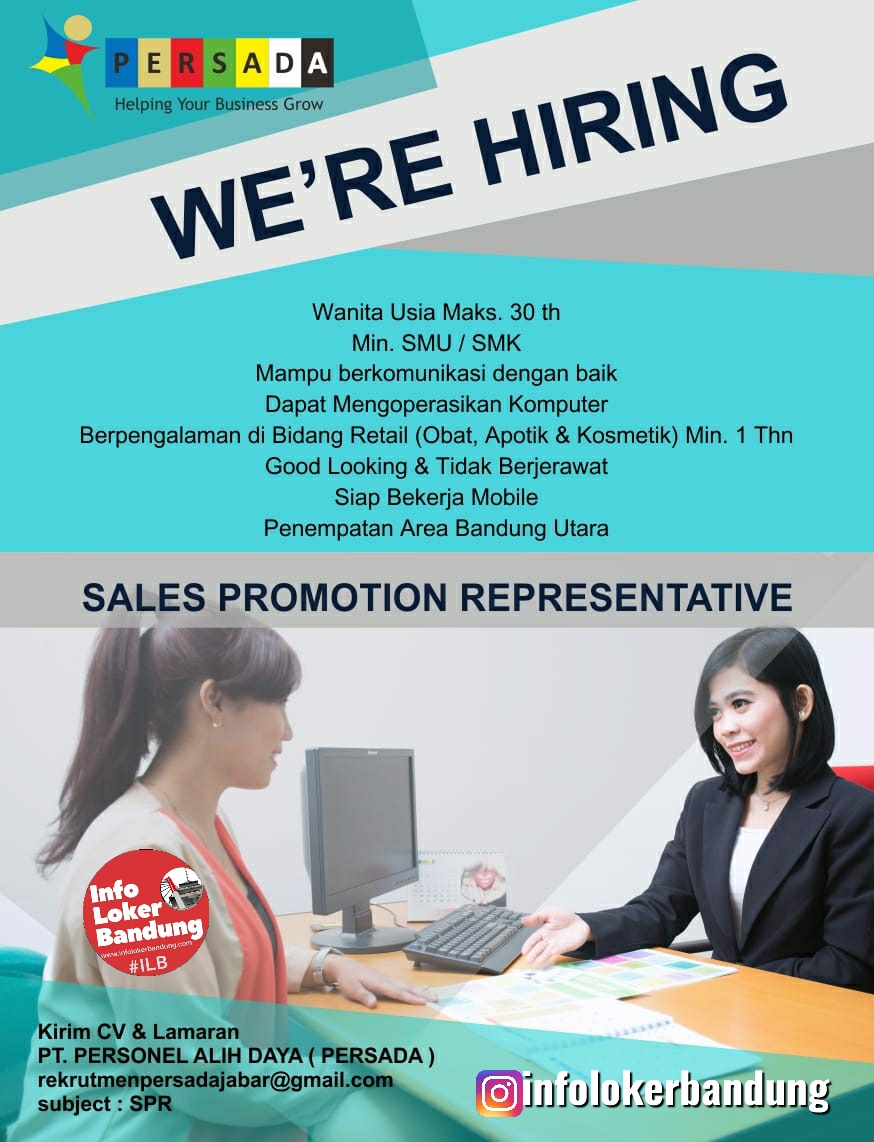 Lowongan Kerja Sales Promotion Representative PT. Personel Alih Daya ( Persada ) Bandung Juni 2020