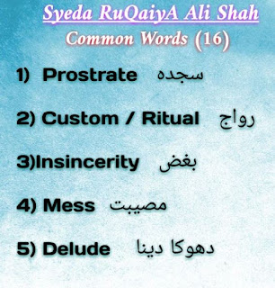 english vocabulary, prostrate meaning in urdu, sajida meaning in english, custom ritual means in urdu riwaj meaning in english, insincerity meaning in urdu baghz meaning in english, mess meaning in urdu, musibat means to english, delude meaning in urdu, dhoka daina meaning in english,