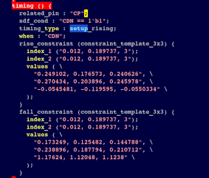 Setup timing library