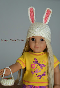 Crochet bunny hat for doll