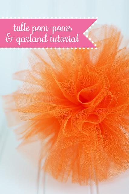 DIY tulle pom poms tutorial. Use individually or string into a garland.