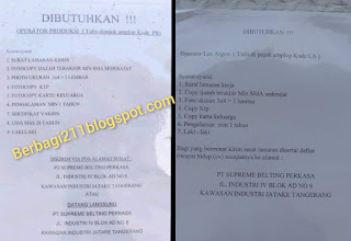 Lowongan kerja PT Supreme Belting Perkasa