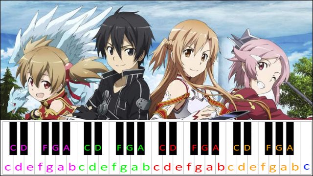 Crossing Field (Sword Art Online OP) Hard Version Piano / Keyboard Easy Letter Notes for Beginners