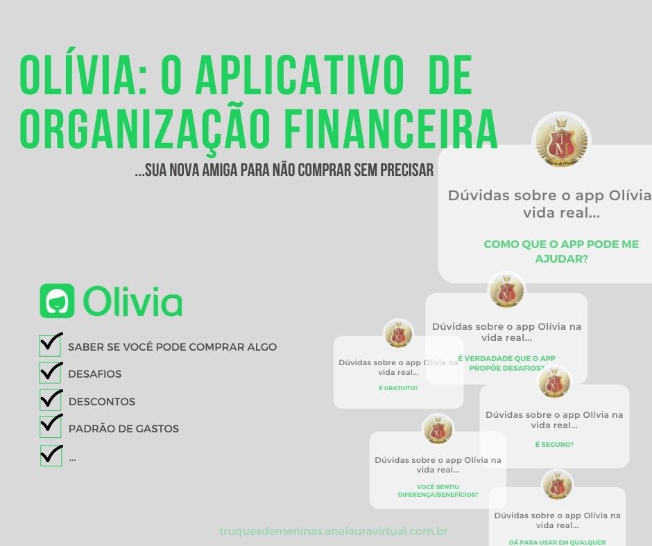 aplicativo de organização financeira dúvidas de como funciona a Olivia