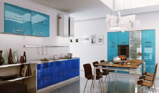 Dapur minimalis warna biru