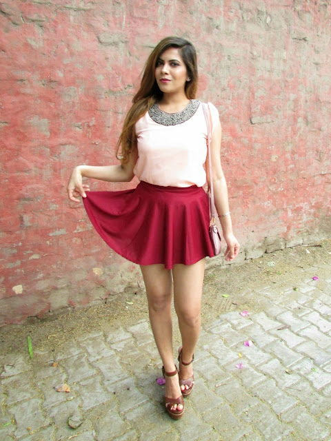 summer fashion, skater skirt, butterfly sleeve chiffon blouse, jeweled necklace top, how to style skater skirt, oink leather sling bag, fashion, indian fashion blogger, dresslink, cuter summer girly outfit, beauty , fashion,beauty and fashion,beauty blog, fashion blog , indian beauty blog,indian fashion blog, beauty and fashion blog, indian beauty and fashion blog, indian bloggers, indian beauty bloggers, indian fashion bloggers,indian bloggers online, top 10 indian bloggers, top indian bloggers,top 10 fashion bloggers, indian bloggers on blogspot,home remedies, how to