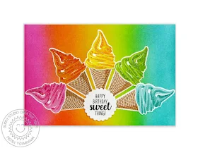 Sunny Studio Stamps Two Scoops Rainbow Sherbet Ice Cream Card by Mendi Yoshikawa