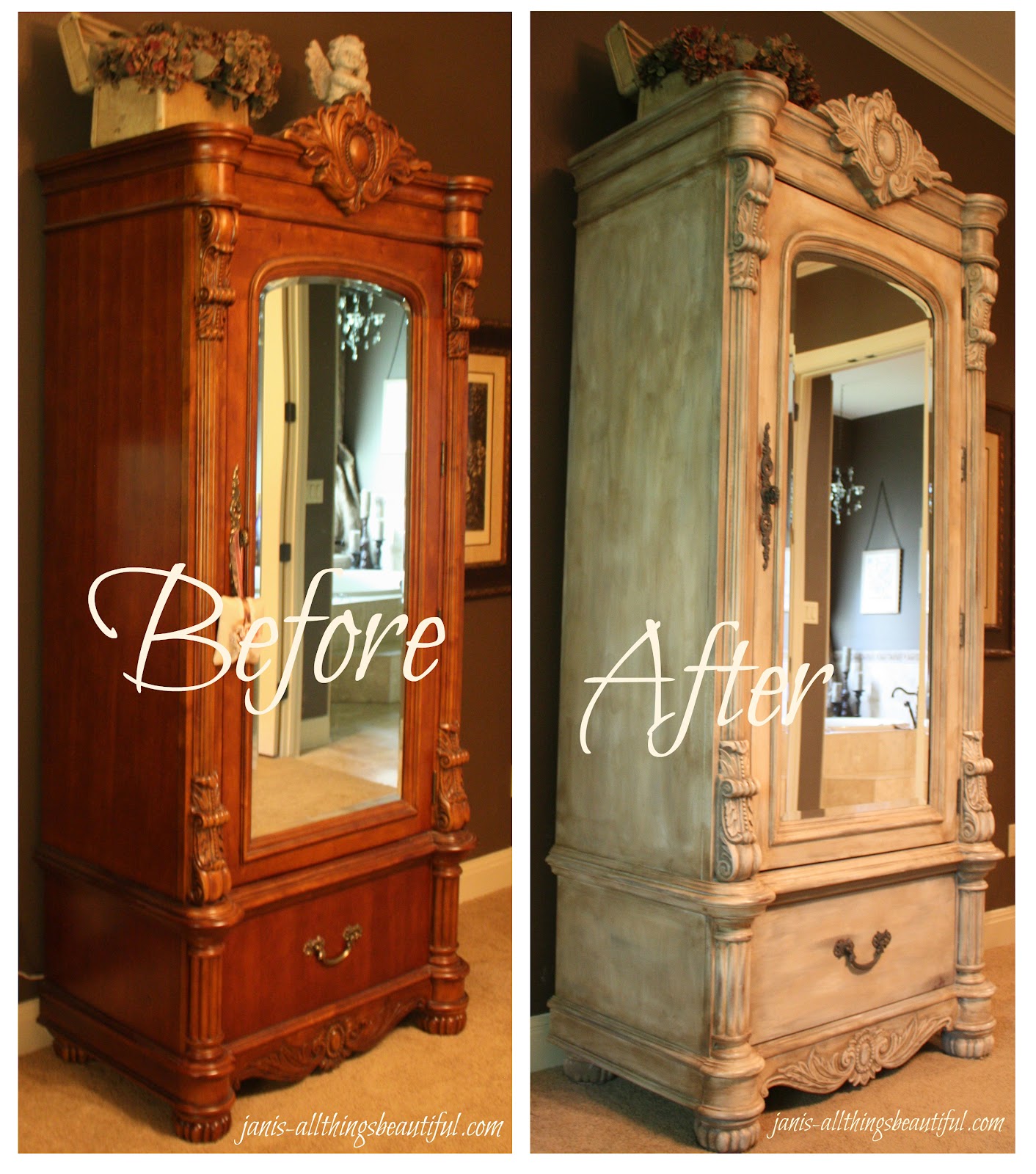 All Things Beautiful: Armoire Painted Furniture Makeover