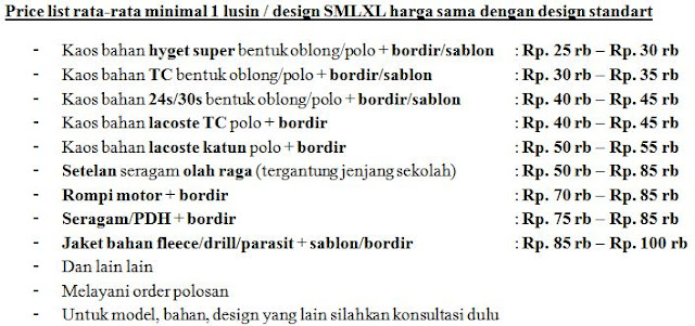 grosir kaos jaket kemeja seragam pdh pdl jas almamater setelan sablon bordir topi tas konveksi murah di malang