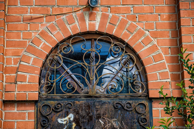Кованные декорированные детали на железной двери