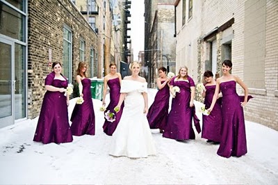 winter wedding purple bridesmaid dresses