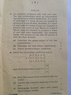 Assam University Economic Question Paper Mathematics for economics