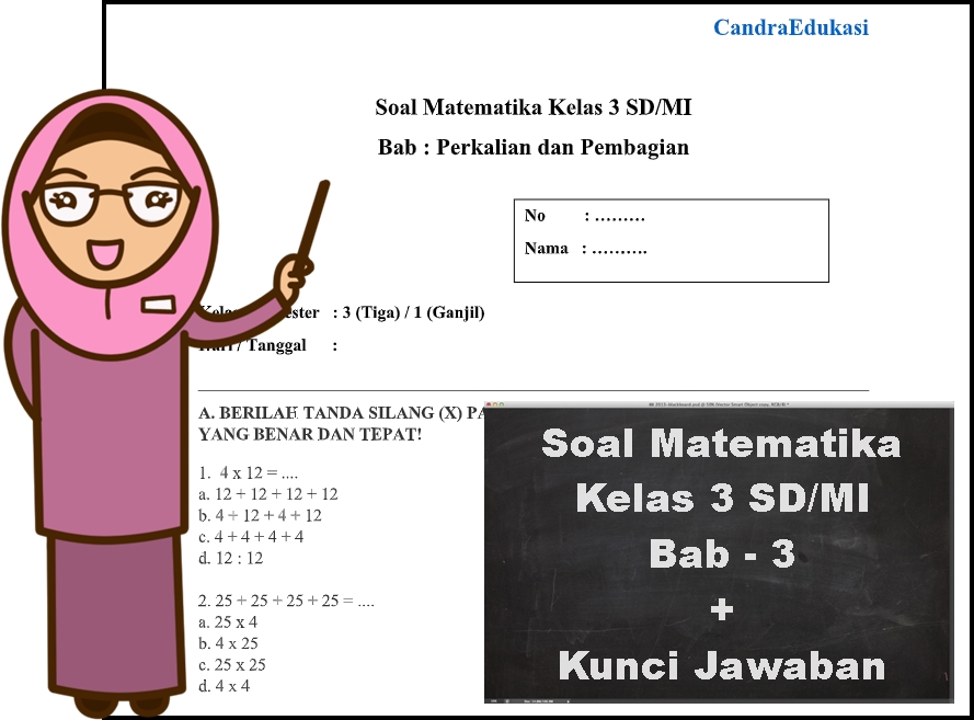 Soal Matematika Bab Perkalian dan  Pembagian  Kelas 3 Dan  