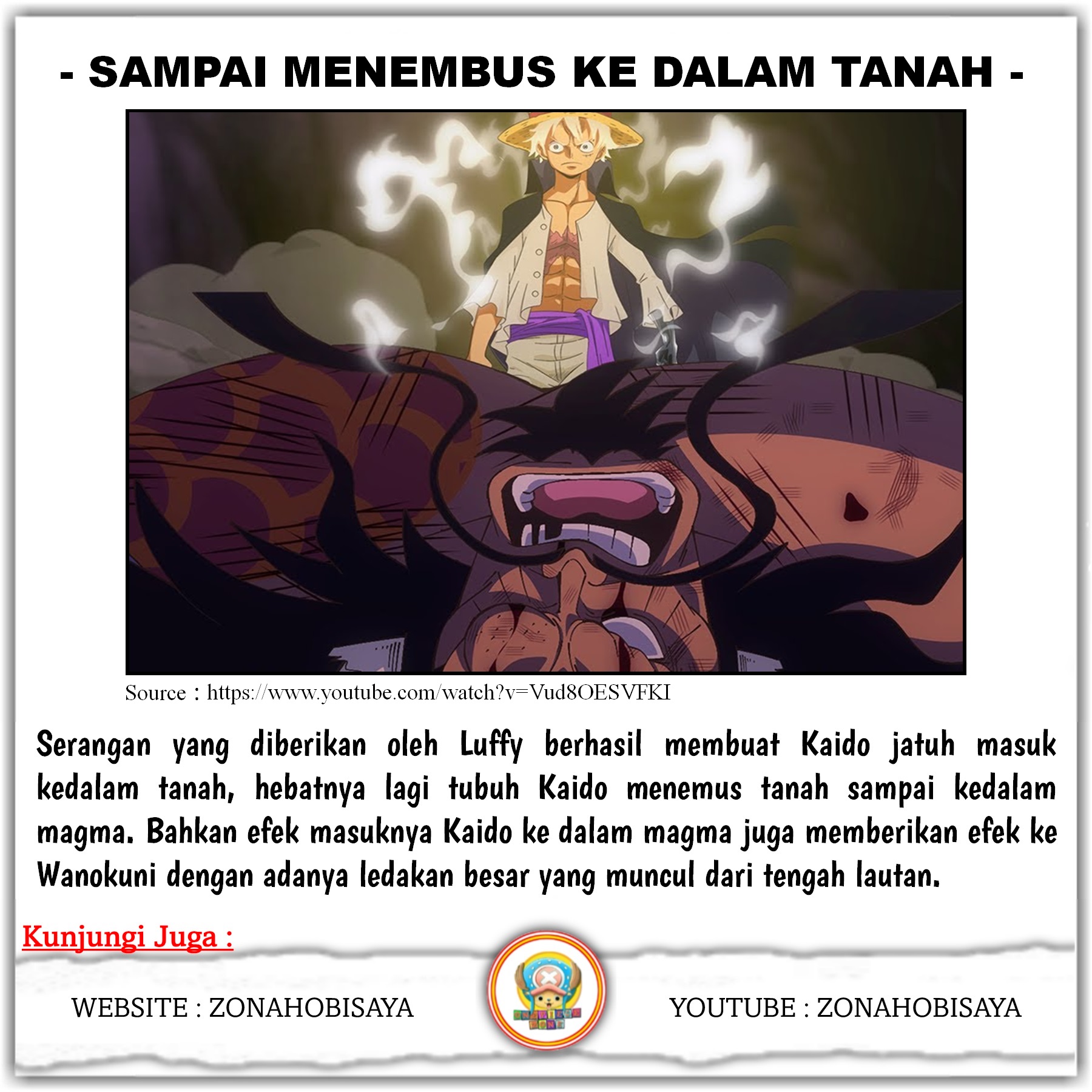 SERANGAN LUFFY KE KAIDO SAMPAI TEMBUS KE DALAM TANAH