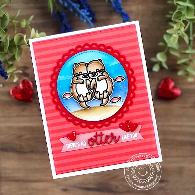 Sunny Studio Stamps: My Otter Half Stitched Circle Dies Otter Punny Card by Mayra Duran-Hernandez