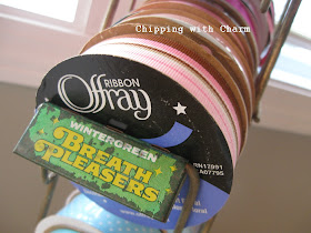 Chipping with Charm:  Vintage Candy Rack for Ribbon Storage...http://www.chippingwithcharm.blogspot.com/