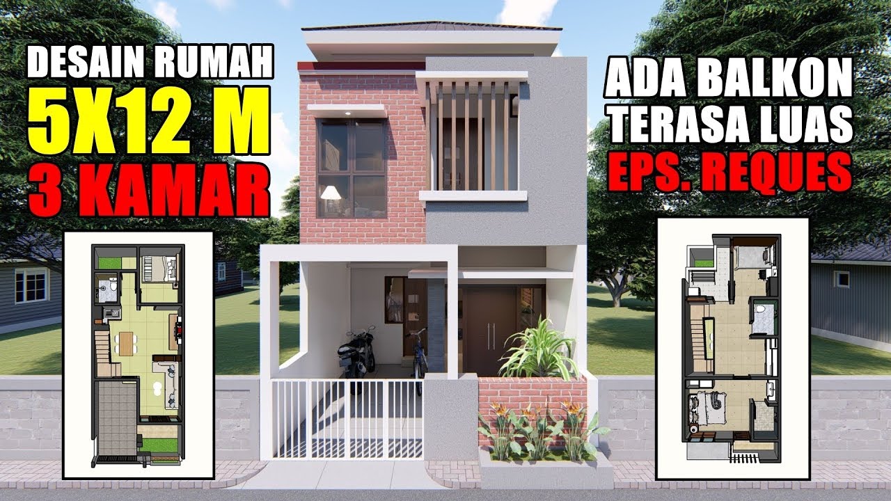 Desain dan Denah  Rumah  Lebar 5 Meter untuk Daerah Perkotaan