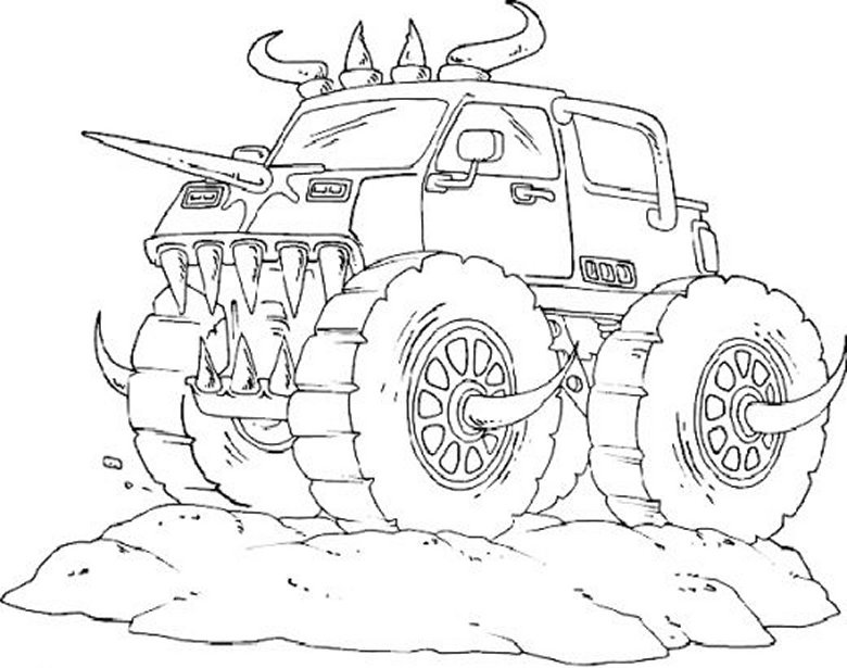  Gambar  Mewarnai Monster Truck Untuk  Anak  PAUD  dan TK