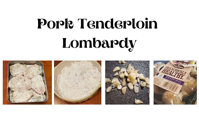 this is collage of how to make pork lombardy