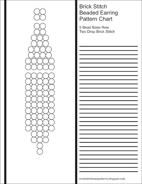 Free printable blank brick stitch beaded earring pattern chart.