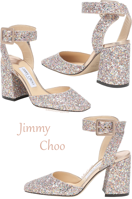 ♦Jimmy Choo Misty colorful sparkling glitter ankle wrap blockheel pumps #jimmychoo #shoes #brilliantluxury