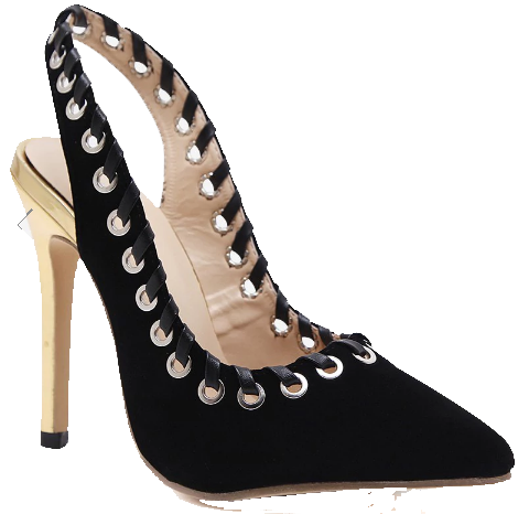 grommet heels and lace up heels